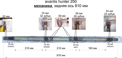 Ось задняя 780 мм ATV 150-200